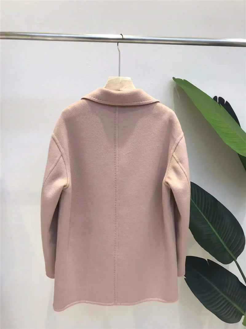 GENHUA 2025 automne hiver nouveaux modèles femmes Double face manteau en cachemire de haute qualité polyvalent 10% cachemire veste à Double boutonnage