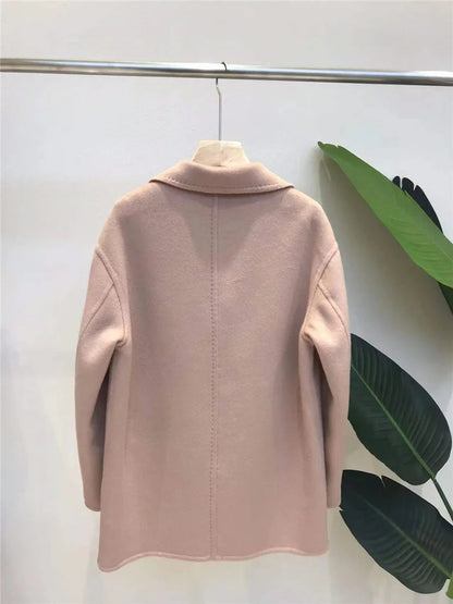 GENHUA 2025 automne hiver nouveaux modèles femmes Double face manteau en cachemire de haute qualité polyvalent 10% cachemire veste à Double boutonnage