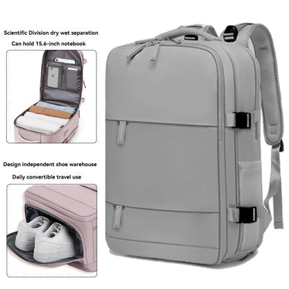 Sac à dos violet clair de grande capacité pour femmes avec séparation sèche et humide, sac d'ordinateur de transport, multifonctionnel étanche l