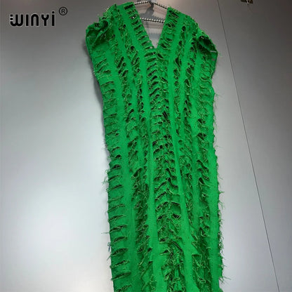 WINYI été Original ajouré ample denim combinaison mode couvrir