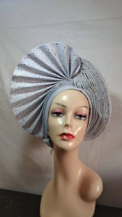 Turban de tête musulman pour femmes, Gele africain violet, casquettes déjà fabriquées, Auto Aso Oke, cravate de sauna Gele, chapeau rond pour dames, Z620-2 de fête
