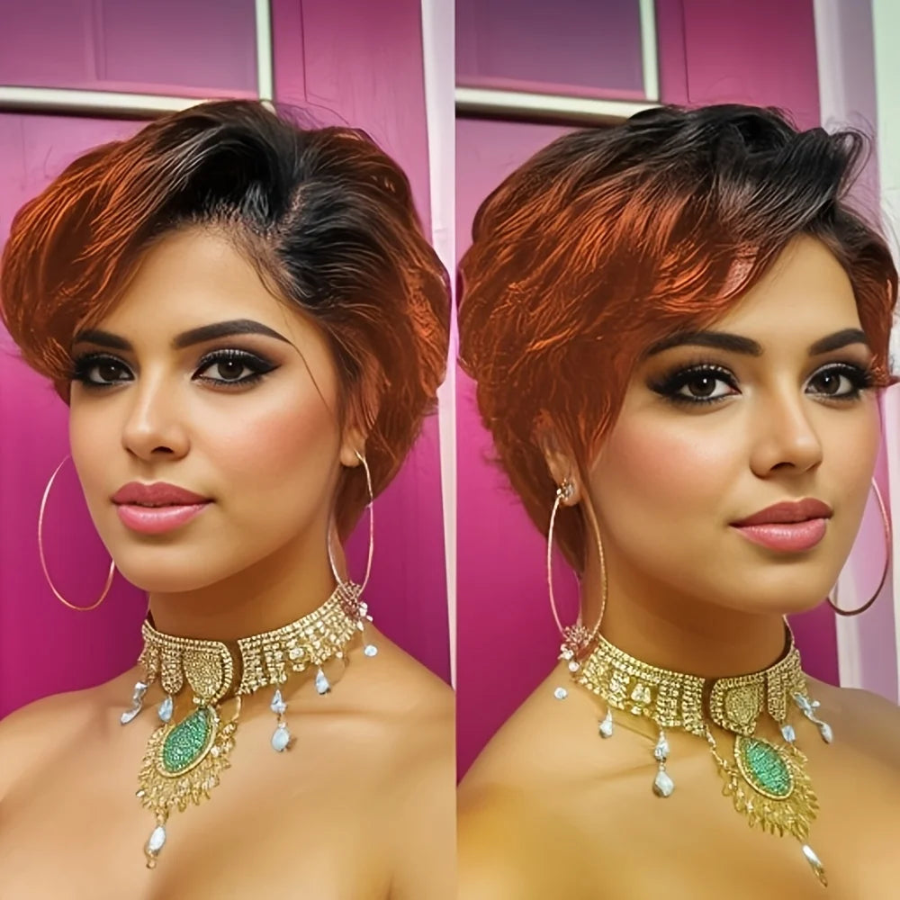 Perruque Lace Front Wig naturelle ondulée, cheveux humains, coupe Pixie, 13x4, pour femmes