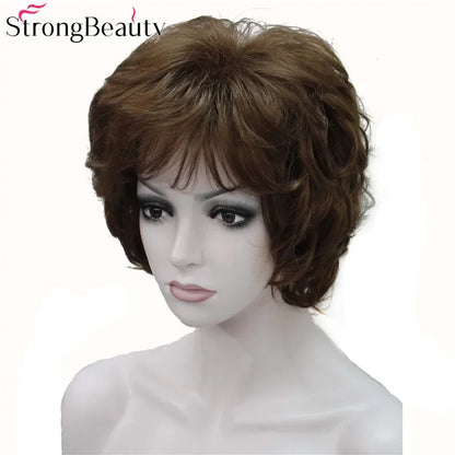 Forte beauté dames perruques courtes ondulées cheveux blonds dorés pour les femmes synthétique Capless perruque 16 couleurs
