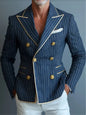 Costumes d'affaires à rayures haut de gamme pour hommes, coupe cintrée, revers à pointe, Tuxedos de bal formel pour marié, blazer élégant à Double boutonnage
