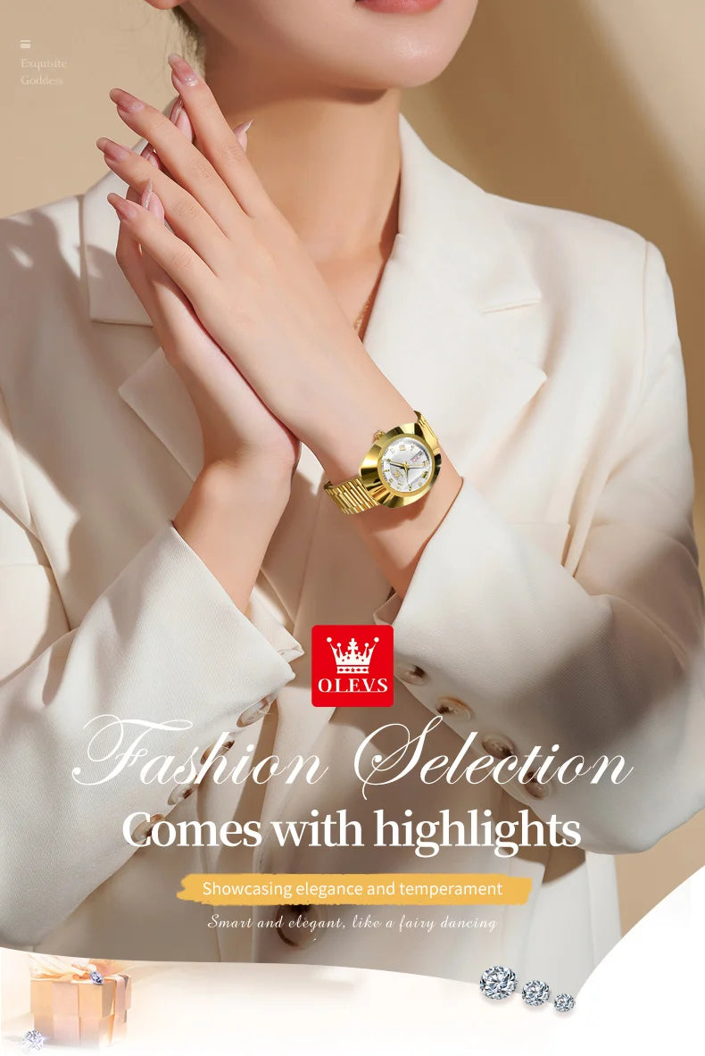 OLEVS Top marque de luxe montre pour femme élégante mode or acier inoxydable montres pour femmes calendrier étanche montre-bracelet à Quartz