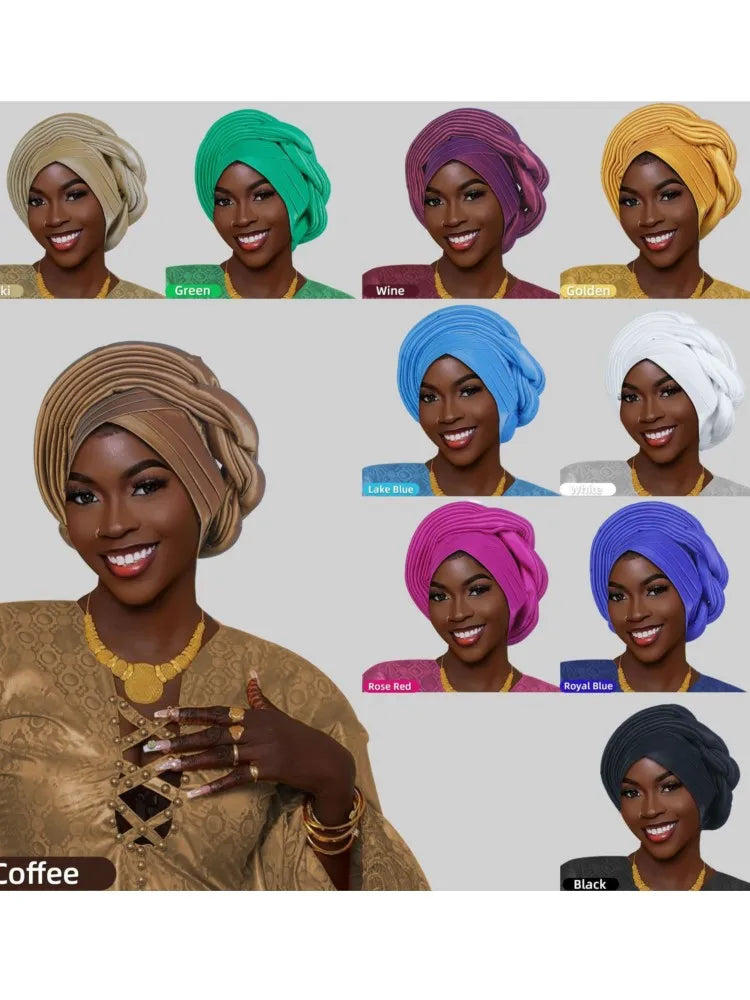 Mode africaine musulmane Turban casquette femmes Autogele couvre-chef dame bandeau Nigeria mariage couvre-chef Turbante Mujer 2025
