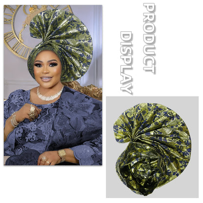 Luxe africain Aso Oke Auto Gele couvre-chef Turban casquette femmes chapeaux nigérian fête de mariage couvre-chef Bonnet tête enveloppement Hijab chapeau