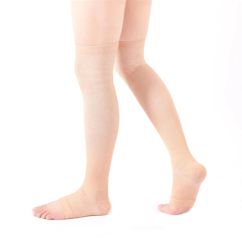 1 paire de bas de Compression médicaux à bout ouvert, hauteur des genoux, bas pour varices, attelle de Compression unisexe, façonnant, 18-21mm