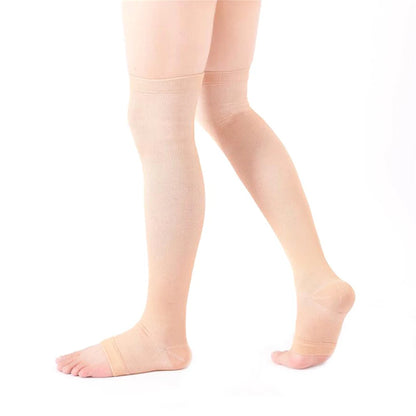 1 paire de bas de Compression médicaux à bout ouvert, hauteur des genoux, bas pour varices, attelle de Compression unisexe, façonnant, 18-21mm