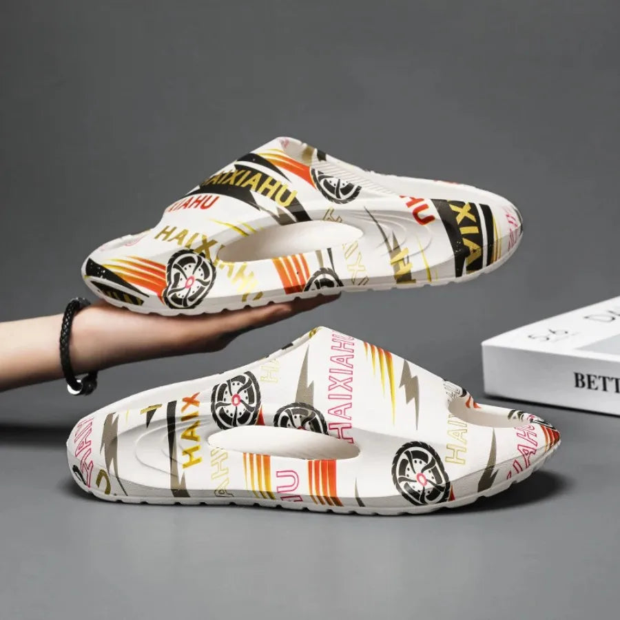 Plate-forme chaussures pour hommes nouveaux tongs d'été 2025 sandales respirant antidérapant amoureux hommes et femmes tout correspondant imprimé pantoufles hommes