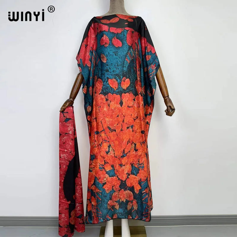 WINYI-Robe de Soirée Élégante et Surdimensionnée pour Femme, Caftan à Imprimé Africain, Nouvelle Mode 2022