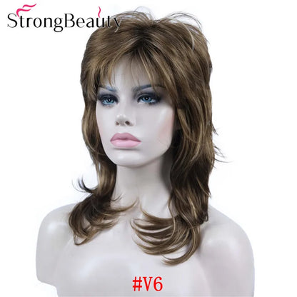 Perruque synthétique ondulée mi-longue pour femmes, cheveux naturels, sans capuchon