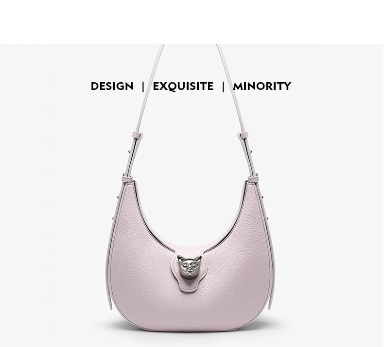 BAFELLI 2025 nouveau sac à main pour femmes série chat en cuir véritable marque de luxe mode rétro STYLE épaule HOBOS sacs à rabat femme