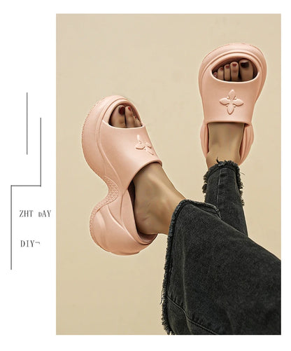 STleargSHEN-Pantoufles d'été à l'offre elles optiques pour femmes, tongs hautes de 9cm, talons compensés, chaussures de plage, pantoufles à plateforme épaisse