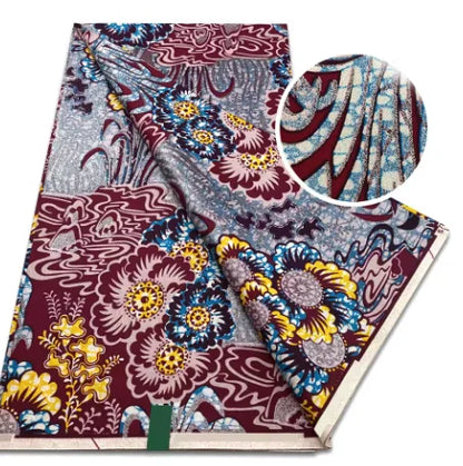 Tissu africain en cire de coton, très bonne qualité, nouvelle grande cire Ankara brillante Pagne, couleur grise, brillant doré, trucs Batik, 6 mètres