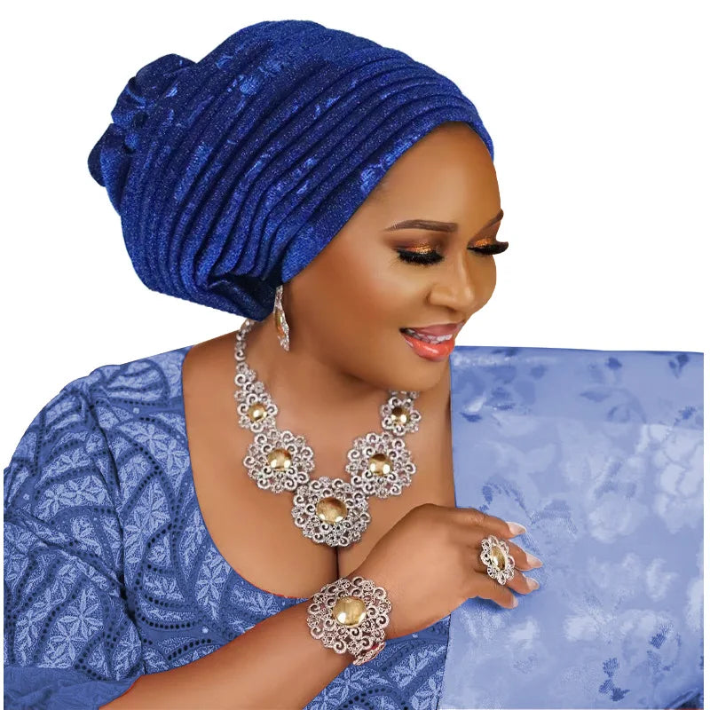 Turban Plissé pour Femme, Cravate de Sauna, ixde Mariage Africain, Nigeria, 2025
