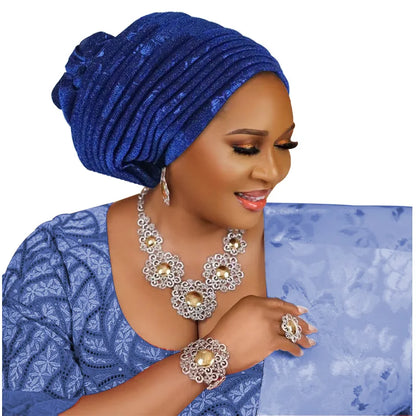 Turban Plissé pour Femme, Cravate de Sauna, ixde Mariage Africain, Nigeria, 2025