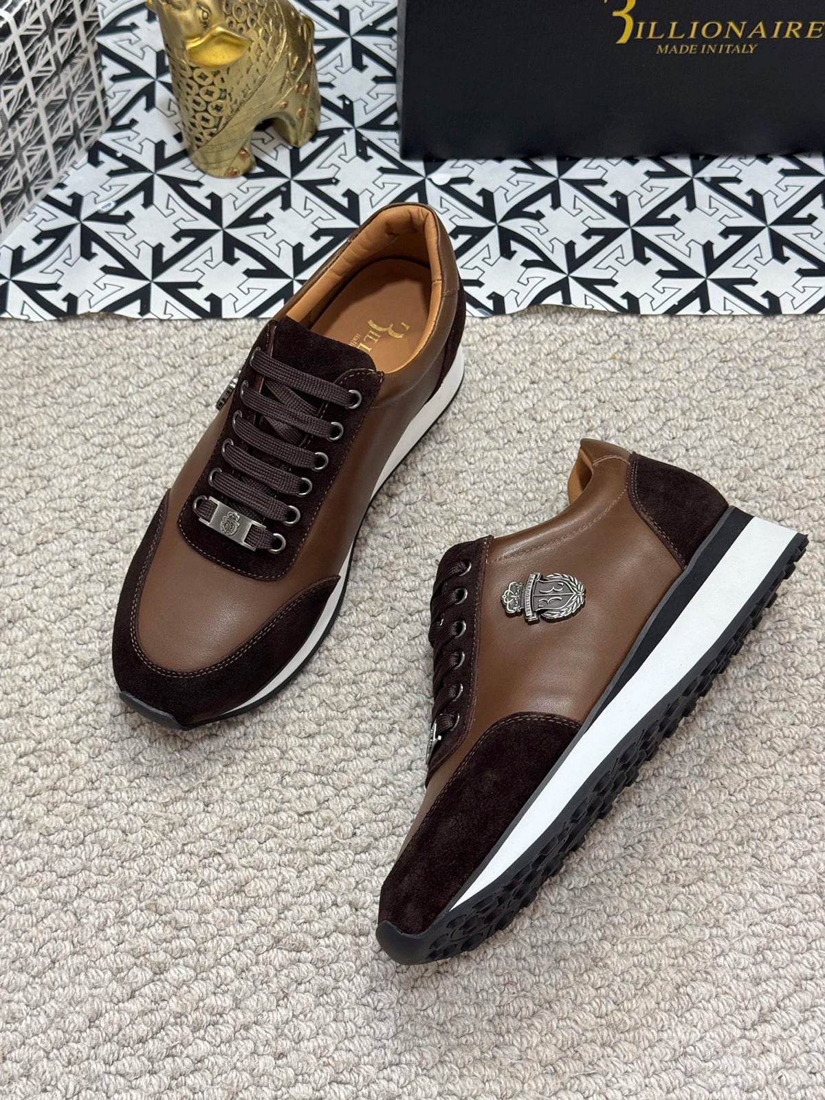 BILLIONAIRE BLSK CPRT chaussures peau de vache 2025 nouvelle broderie mode qualité confort mouvement hommes taille européenne 39-45 chaussures noires