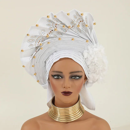 Turban africain nigérian, Bonnet Hijab Auto Gele, couvre-chef déjà fabriqué Sego Gele, bandeau pour fête de mariage