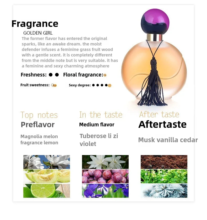Parfum Durable à odeur d'agrumes fraîche, 50ml, pour dames, parfum haut de gamme, longue durée, saveur d'orange clair