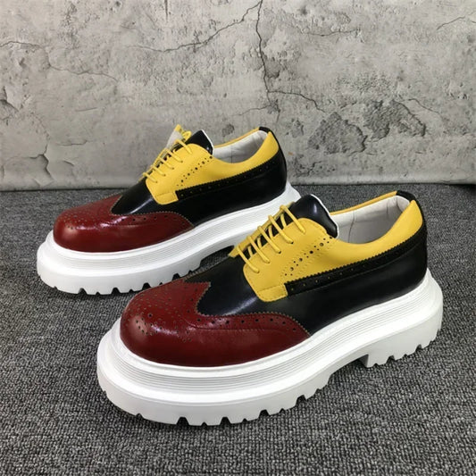 Chaussures Brogue Multi-documents en Cuir group pour Homme, Souliers à Grande Tête, Style Britannique, Décontracté, Rehausseur, Alicante zones me