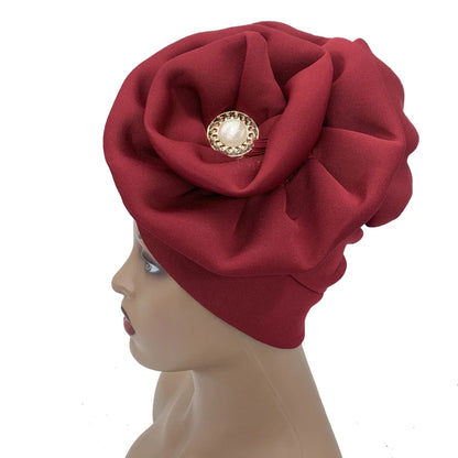 Turban Africain à Grande Fleur pour Femme, Foulard de Sauna Musulman à la Mode