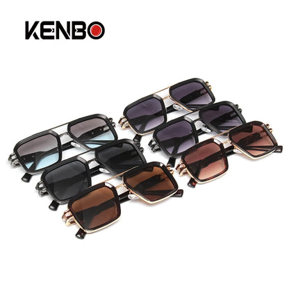 2025 Steam Punk lunettes De soleil rétro carré hommes femmes mode Double faisceau lunettes unisexe cadre en métal nuances à la mode Oculos De Sol