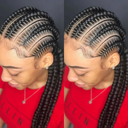 Incoo-Perruque synthétique tressée pour femmes noires, 36 pouces, sans nœud, boîte, Cornrow, cheveux africains