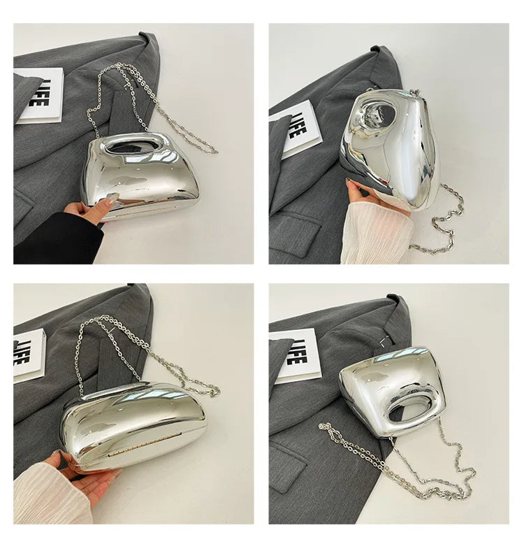 Sac à main hobo en acrylique doré pour femme, sac à main de plage transparent, sac à main de soirée, poignée supérieure ronde, fête de mariage, designer de luxe