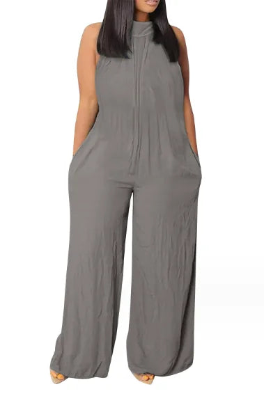 Combinaison décontractée à col montant pour femme, fibres de poche, imprimé abstrait, non commandé, jambe large, 03, 2023