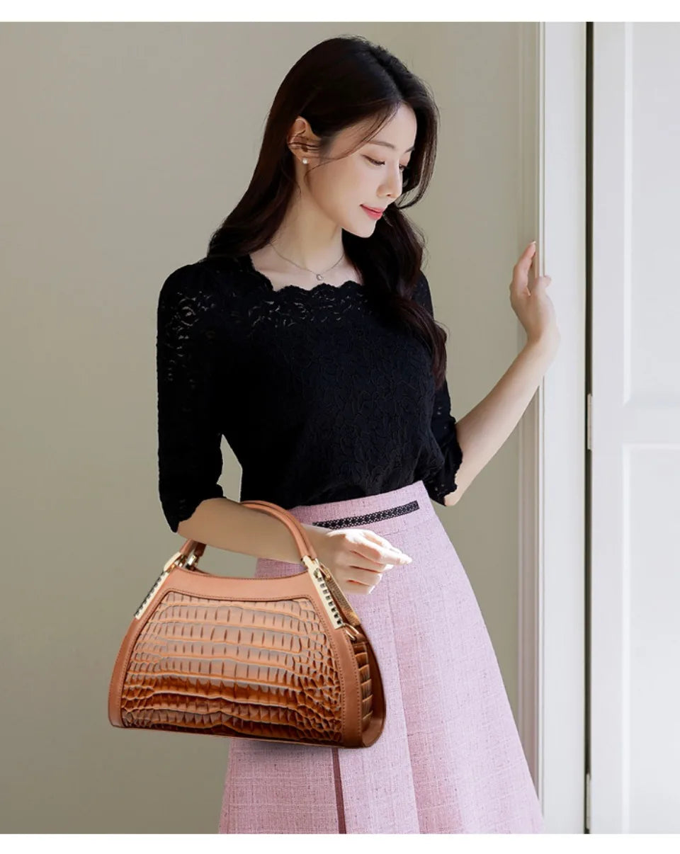 Alligator cuir verni épaule bandoulière sacs à main pour femmes marque de luxe sacs à main femmes sacs concepteur Hobos deux couches Sac