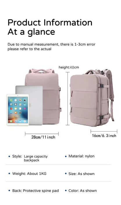 Sac à dos violet clair de grande capacité pour femmes avec séparation sèche et humide, sac d'ordinateur de transport, multifonctionnel étanche l