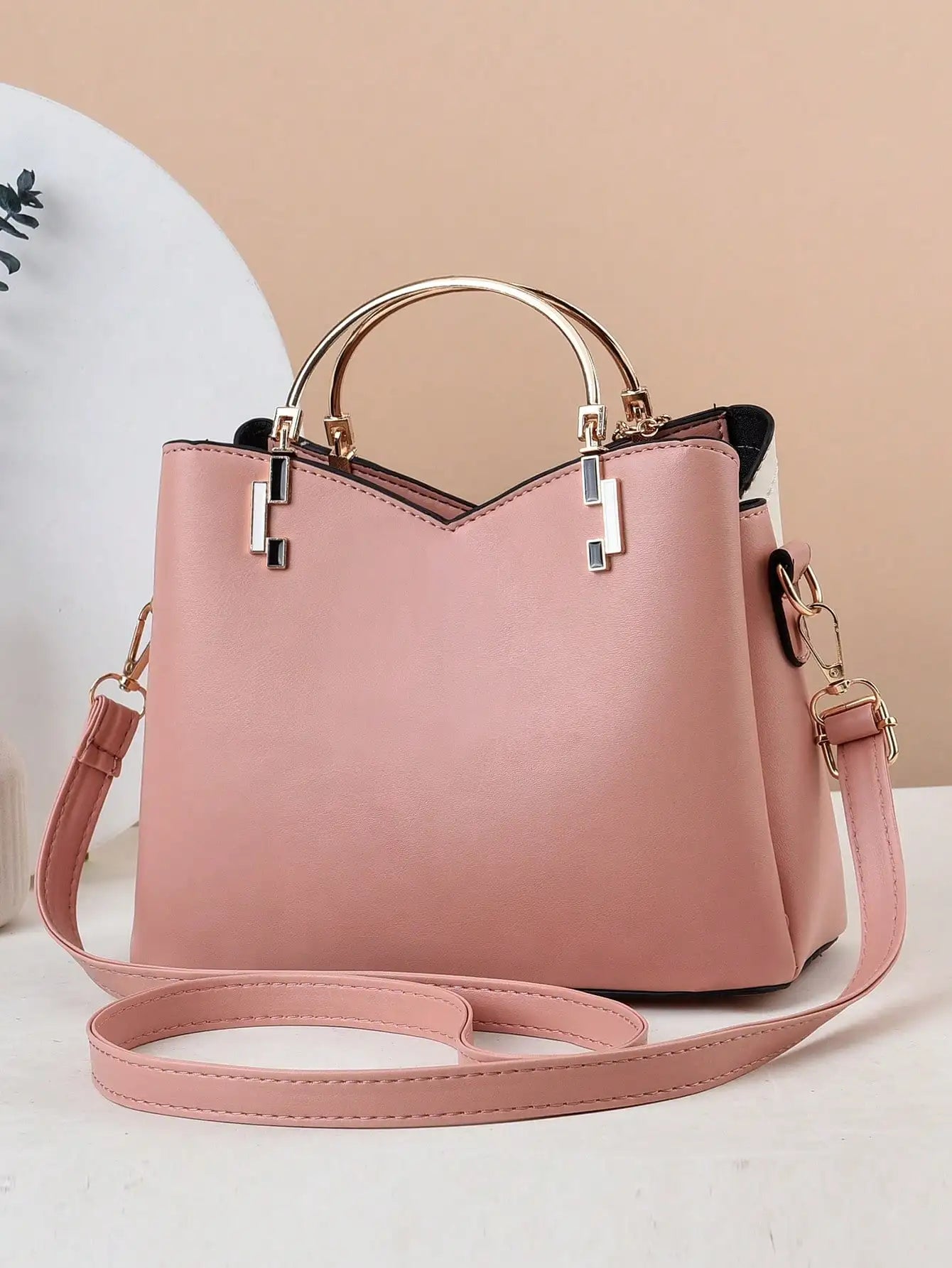 Sac à main de grande capacité pour femmes, sac à bandoulière polyvalent et décontracté, blocage de couleur, épissage à la mode