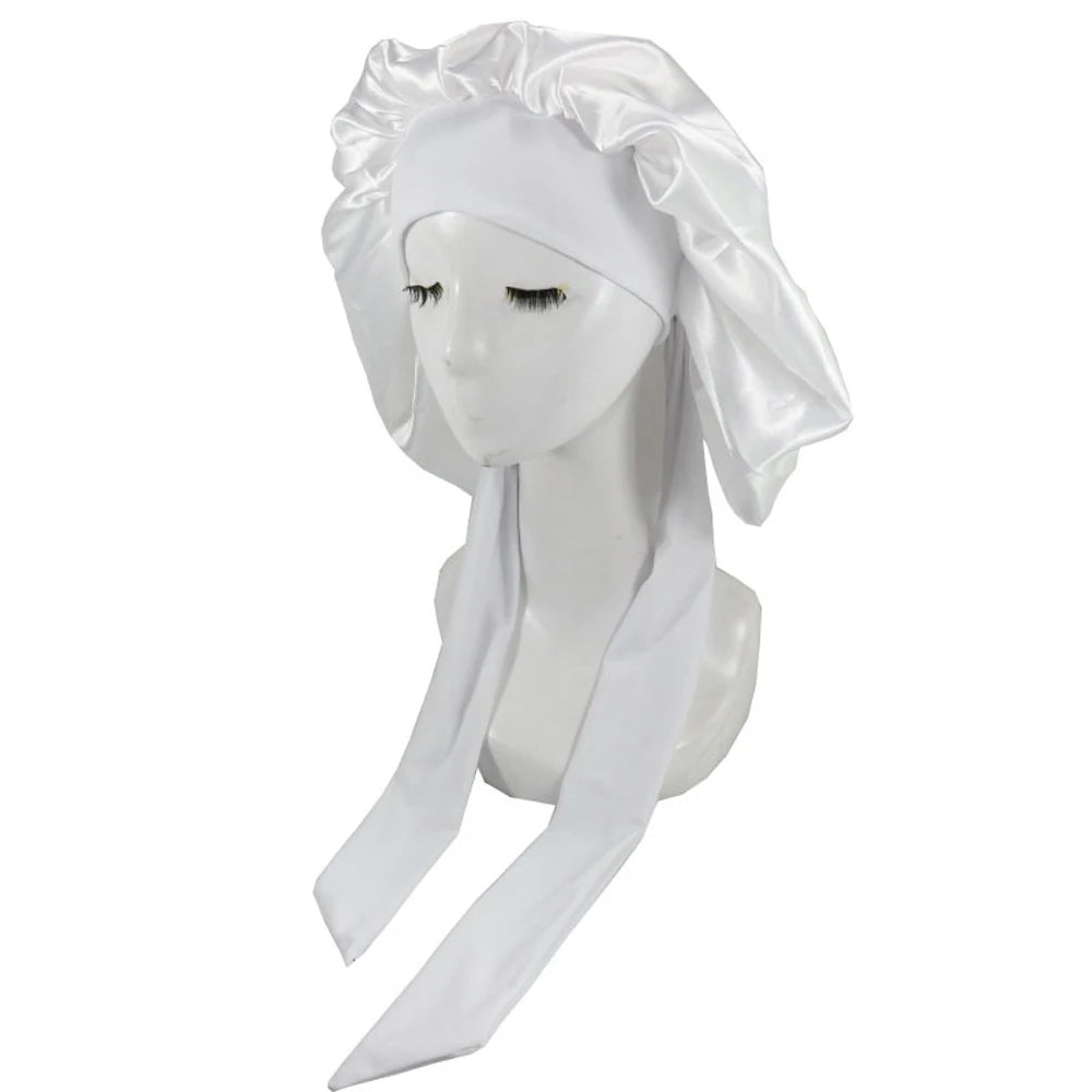 Nouveau bonnet de cheveux en Satin pour dormir, Invisible, plat, Imitation soie, rond, soins capillaires pour femmes, couvre-chef, bouton de réglage de cérémonie, chapeau de nuit