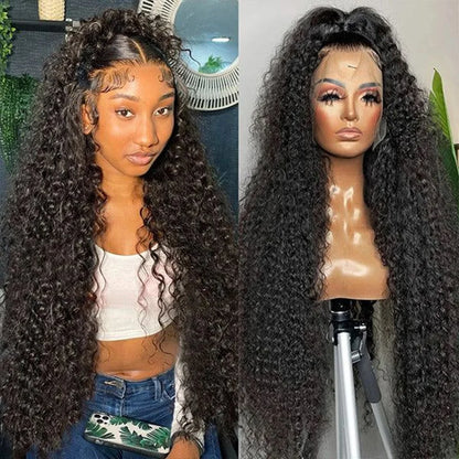Perruque Lace Closure Wig sans colle bouclée, cheveux naturels, Deep Wave, HD, 13x6, pre-à-porter, densité 200
