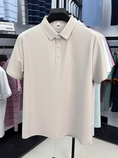 2025 Chemise polo gaufrée sportive pour hommes |   Tailles supérieures de Tennis de Golf évacuant l'humidité S-5XL, boutons-pression, antibactérien 7A de haute qualité