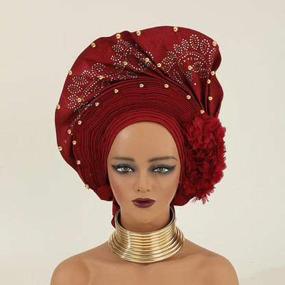 Turban africain nigérian, Bonnet Hijab Auto Gele, couvre-chef déjà fabriqué Sego Gele, bandeau pour fête de mariage