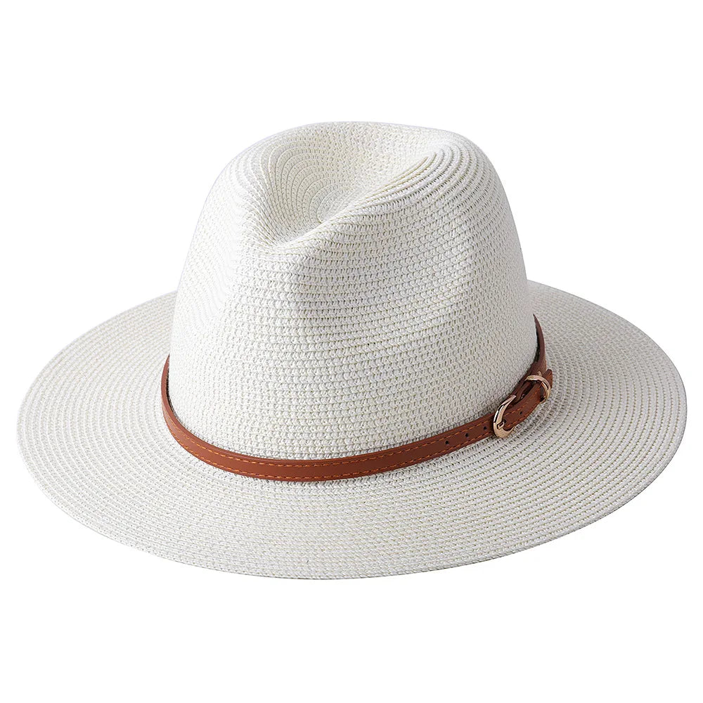 56-58-59-60CM nouveau chapeau de paille de forme souple Panama naturel été femmes/hommes casquette de soleil de plage à large bord Protection UV chapeau Fedora