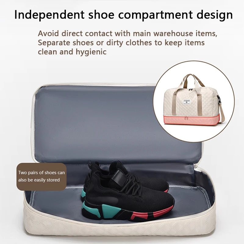 Sac de voyage léger en latex rhombique, sac de rangement portable de grande capacité pour le sport et le fitness, sac de week-end de nuit