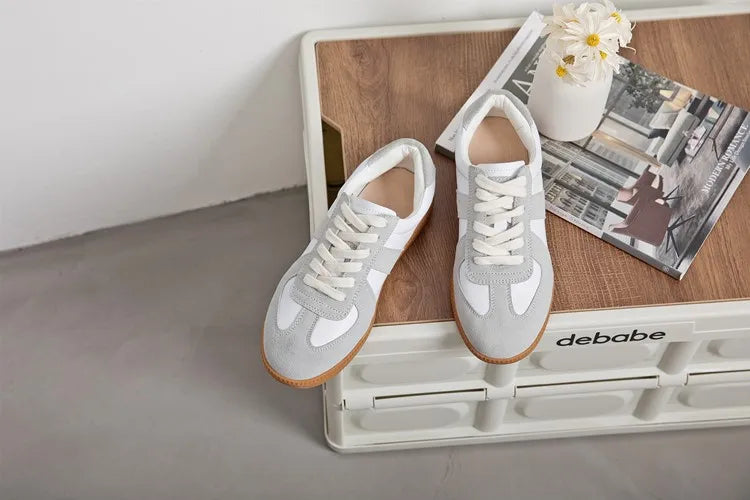 Baskets de Luxe en Cuir group pour Femme, Chaussures d'Entraînement Moral Décontractées, Plates, Nouvelle Collection Printemps 2024