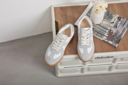 Baskets de Luxe en Cuir group pour Femme, Chaussures d'Entraînement Moral Décontractées, Plates, Nouvelle Collection Printemps 2024