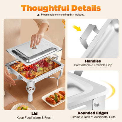 Réchaud/couvercle en acier inoxydable 6L, récipient chauffant pour Catering, Buffet de fête, poêle carré en libre-Service