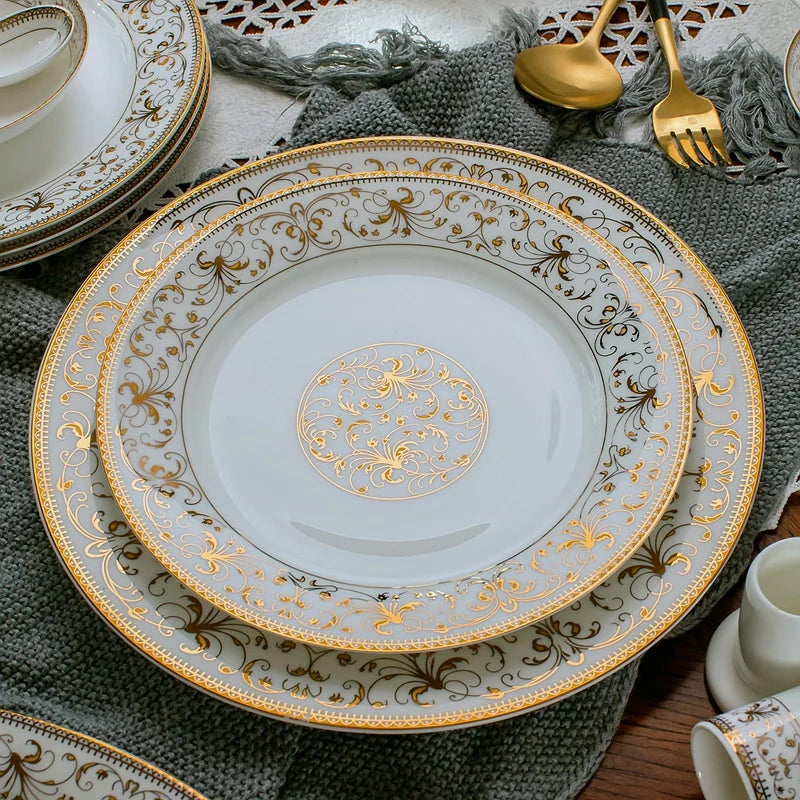 Assiettes et plats en porcelaine tendre, plats de buffet en céramique pour la fête, chargeurs d'assiettes, ensemble de 2 pièces, 8 + 10 pouces