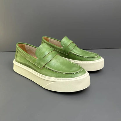 DOYUTIG-Chaussures à enfiler en cuir véritable pour hommes, chaussures de planche décontractées rétro pour hommes, baskets chimneakers de printemps et d'automne, marque de mode masculine, SG009