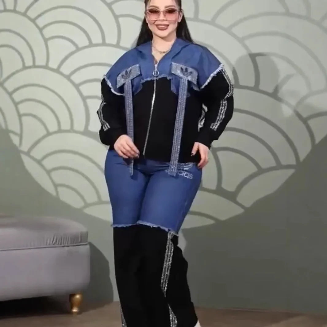 Ensemble veste et pantalon de costume en Denim pour femmes, Ensemble de vêtements en Denim confortables et décontractés de la chine continentale, article en Stock AE