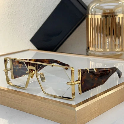 MOD004 carré diamant sans monture Handamde acétate alliage lunettes de soleil haute rue Punk marque de créateur hommes Uv400 lunettes avec étui