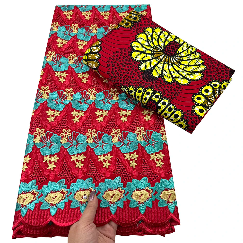 Tissu africain en dentelle de Voile suisse, 2.5 + 3 yards, véritable cire pour coudre une robe de soirée, nouvel arrivage