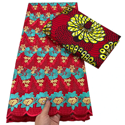 Tissu africain en dentelle de Voile suisse, 2.5 + 3 yards, véritable cire pour coudre une robe de soirée, nouvel arrivage