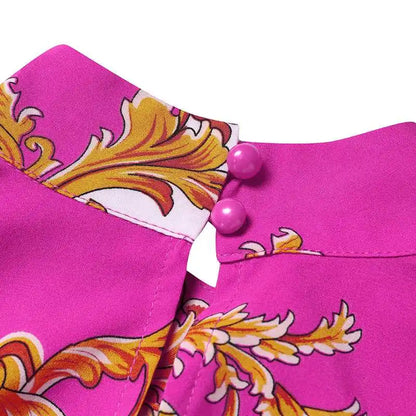 VONDA-Robe longue de soirée à manches chauve-souris, grande taille, col montant, imprimé bohème, 2023