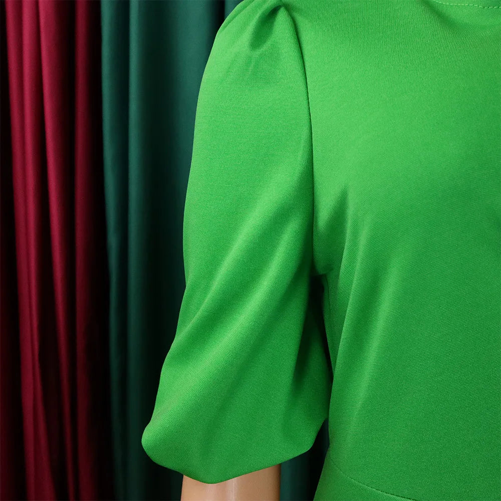 FairyShely-Robe longue à manches courtes pour femmes, grande taille, col rond, grandes robes pour dames, robe de soirée serrée, robe curvy, monochromatique, été, 2025